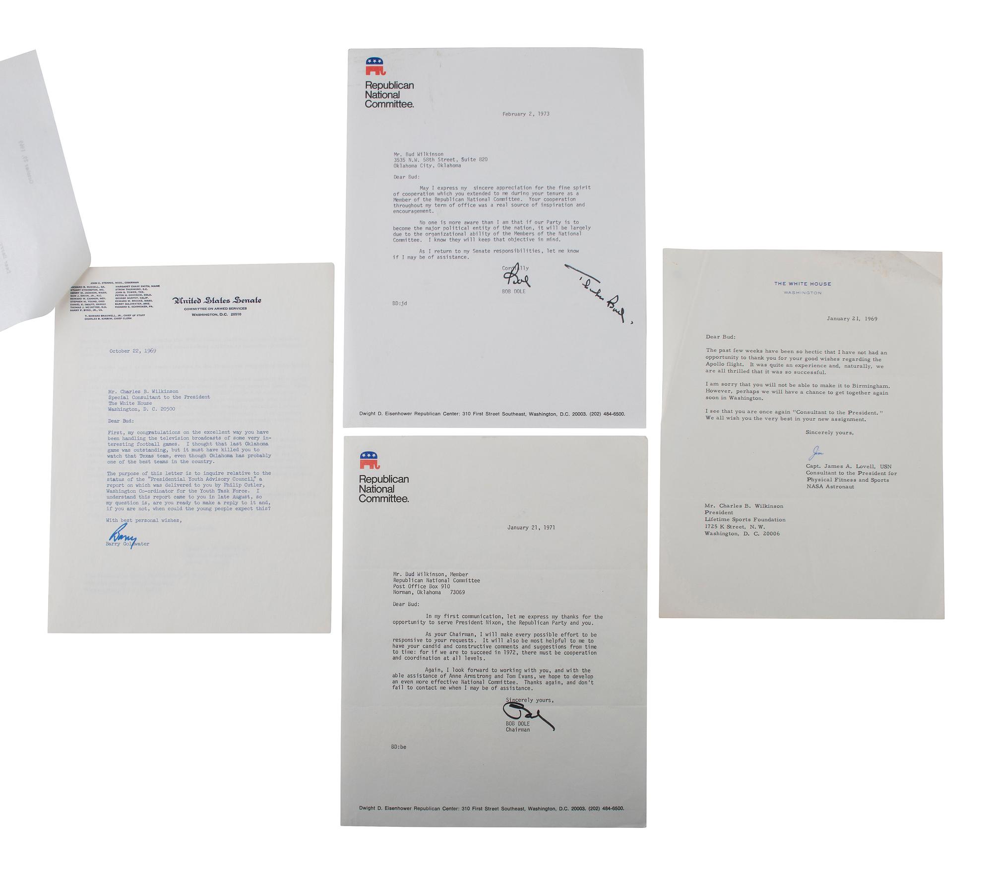 WILKINSON, Bud (1916-1994). Archive with Presidential correspondence incl. NIXON & BUSH.