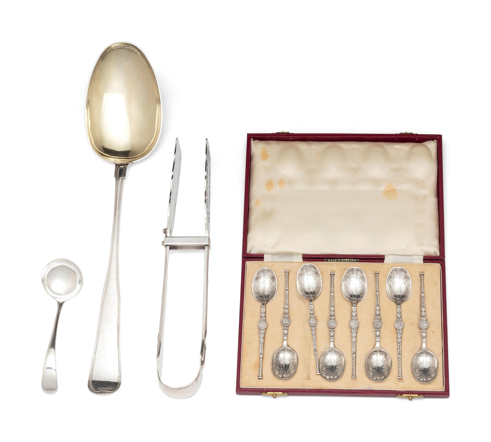 A Collection of Irish and English Silver Flatware Articles