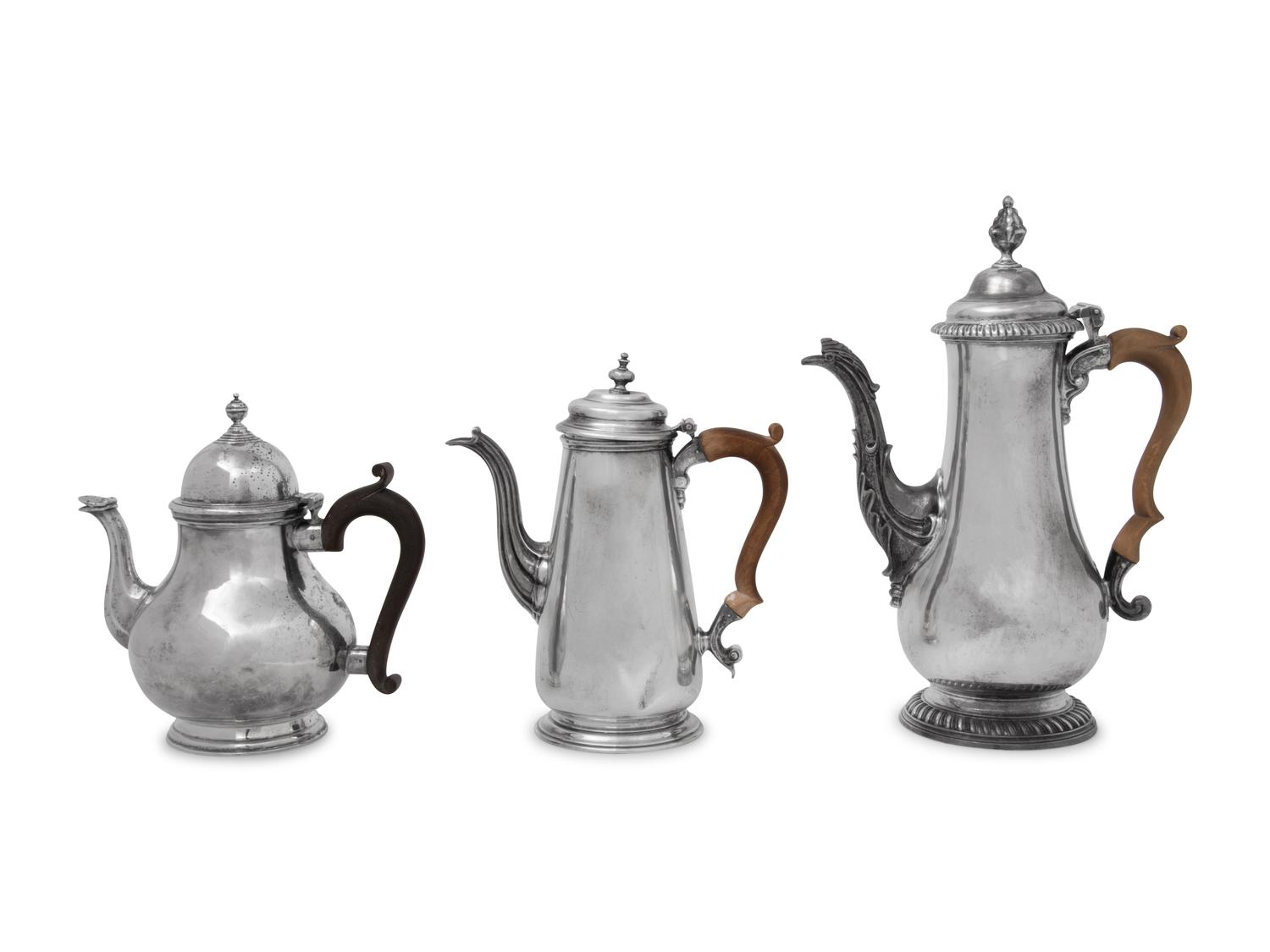 Three English Silver Teapots