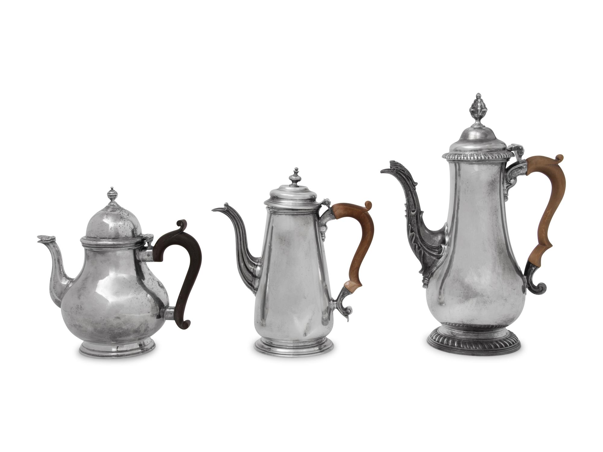 Three English Silver Teapots