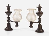 A pair of bronze Argand lamps, Henry N. Hooper & Co., Boston, MA, circa 1835