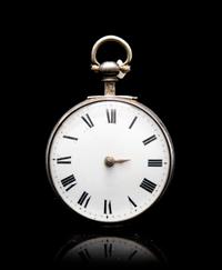 An English Cased Silver Keywound Pocketwatch, , having a white porcelain dial with Roman numerals, gilt feuille hand, key wound and set