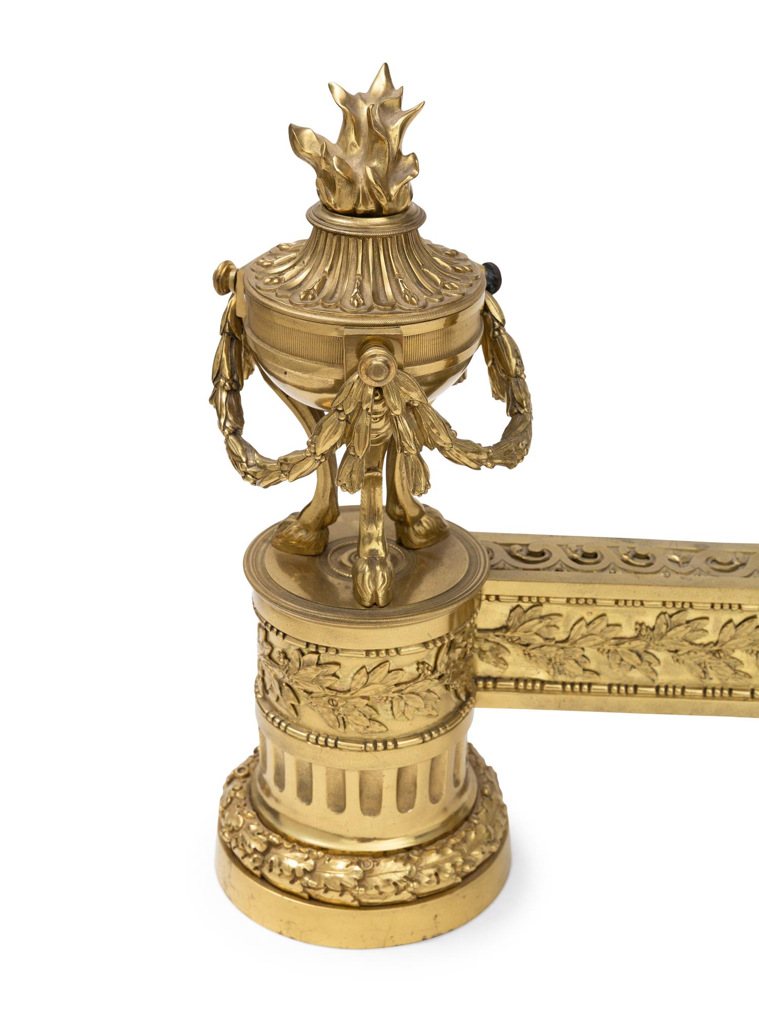 A Pair of Louis XVI Style Gilt-Bronze Chenets