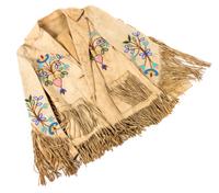 Contemporary Beaded Hide Jacket Height 26 x width (at shoulders) 17 inches