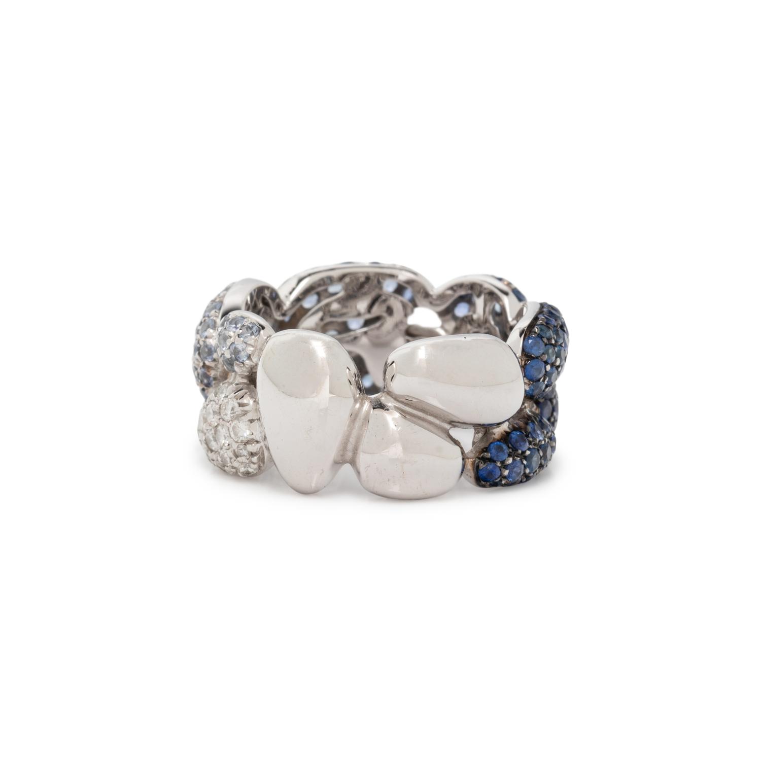 SAPPHIRE, DIAMOND AND WHITE GOLD RING