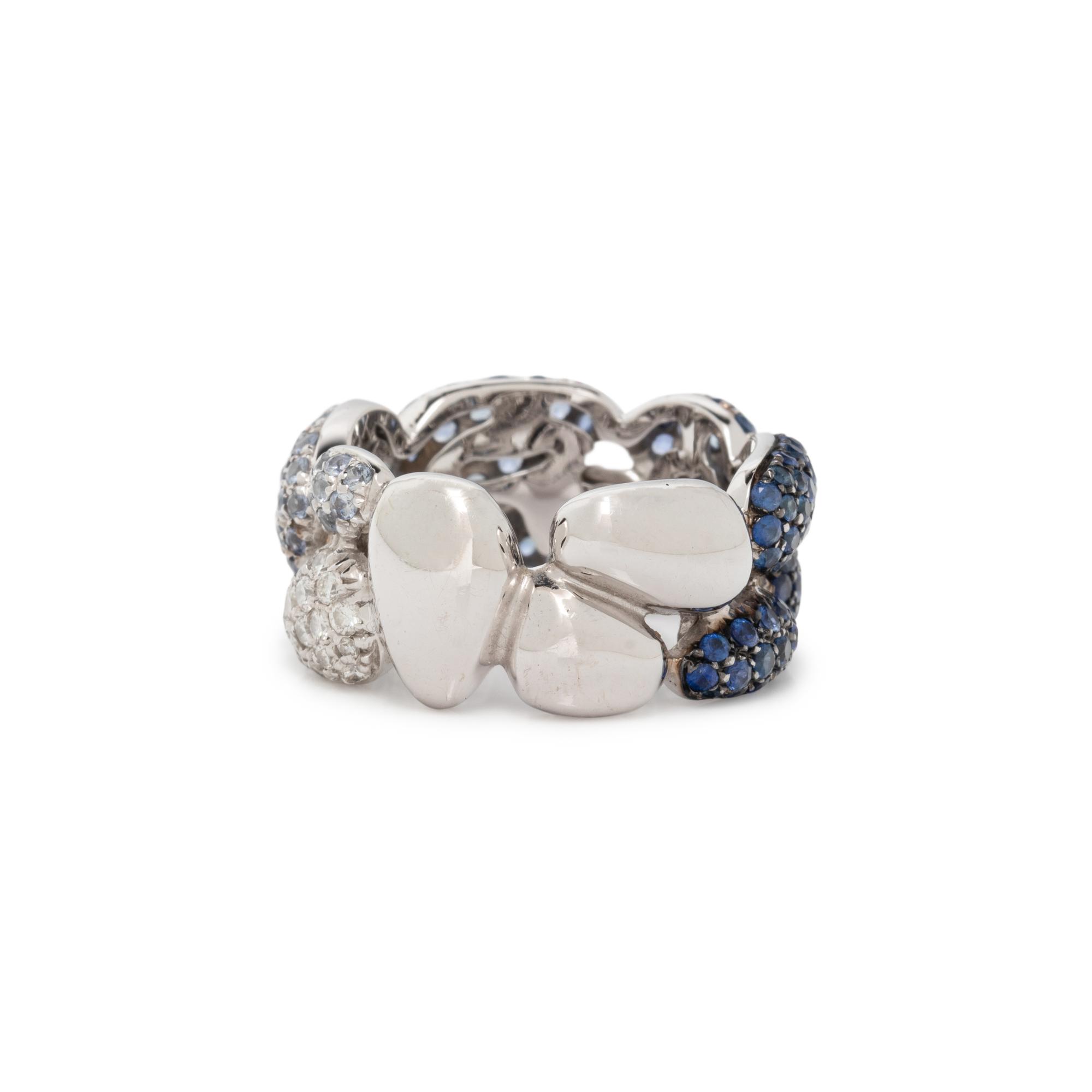 SAPPHIRE, DIAMOND AND WHITE GOLD RING