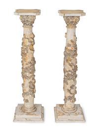 A Pair of Italian Neoclassical Style Carved and Painted Pedestals — 19TH CENTURY