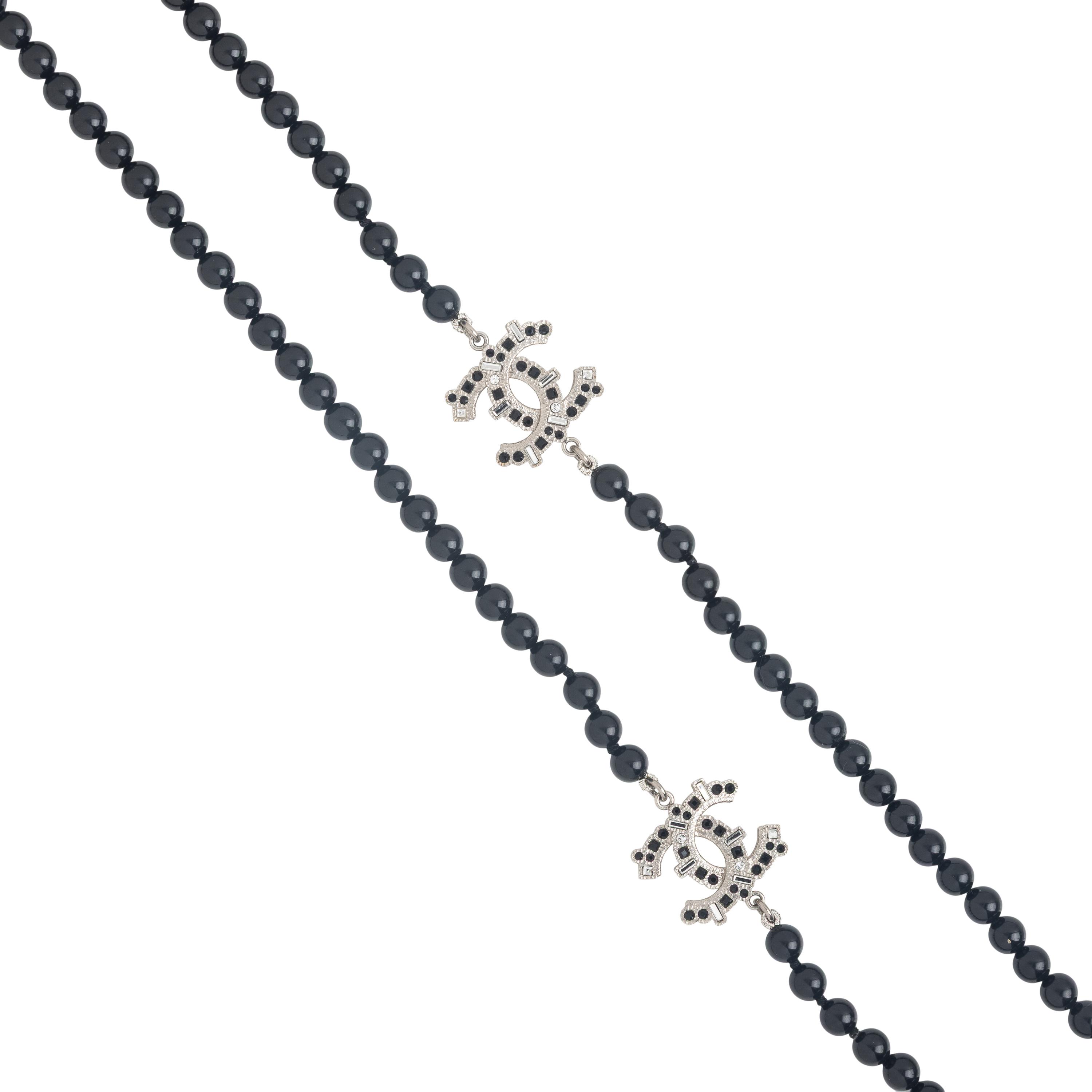Chanel, Black Bead 'CC' Logo Necklace