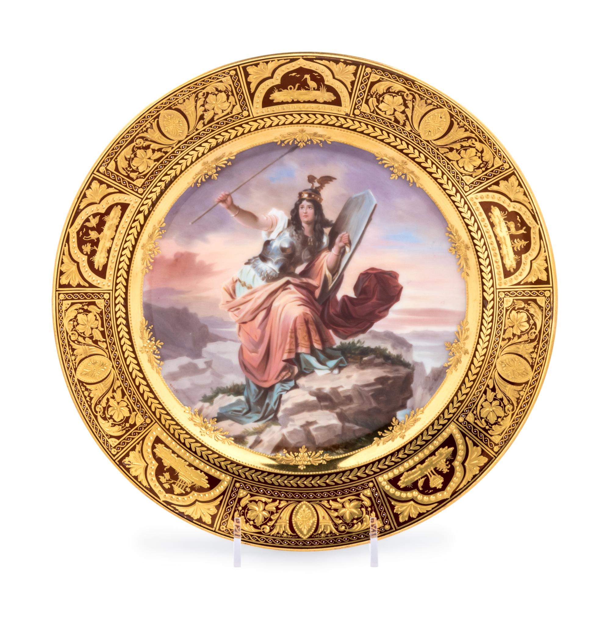 A Vienna Painted and Parcel Gilt Porcelain Cabinet Plate