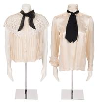 Two Silk Blouses: One Chanel Haute Couture, One Unlabeled, 1980-90s
