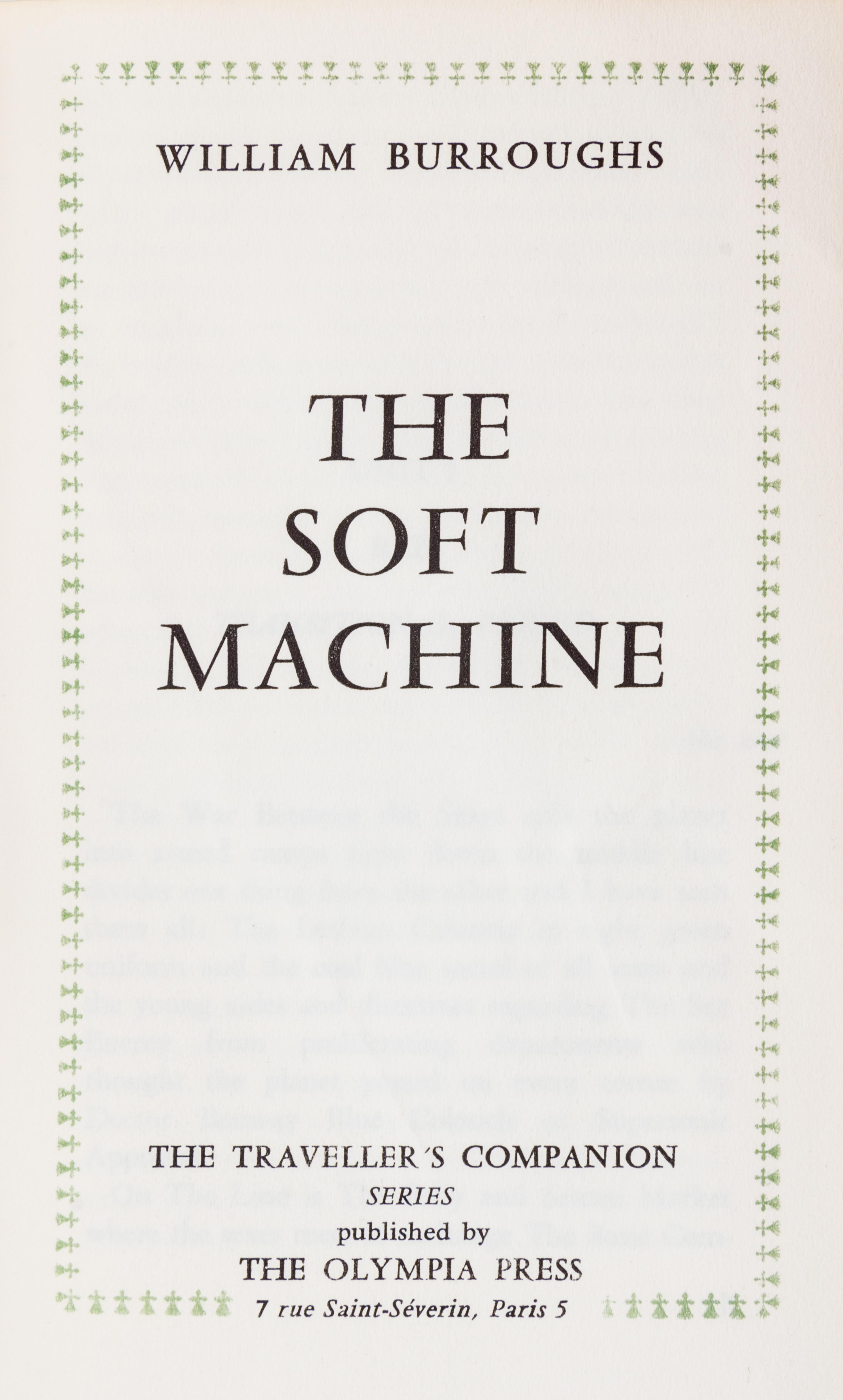 BURROUGHS, WILLIAM S. The Soft Machine. Paris, 1961. First edition.