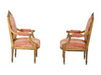 A Pair of Louis XVI Style Giltwood Fauteuils à la Reine