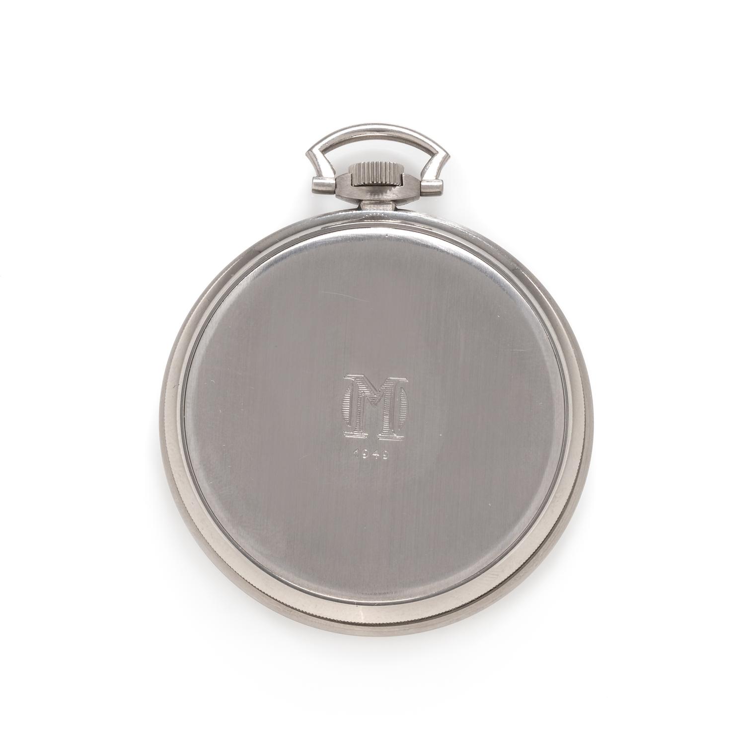 Gubelin, Stainless Steel Open Face Pocket Watch, Circa 1940's