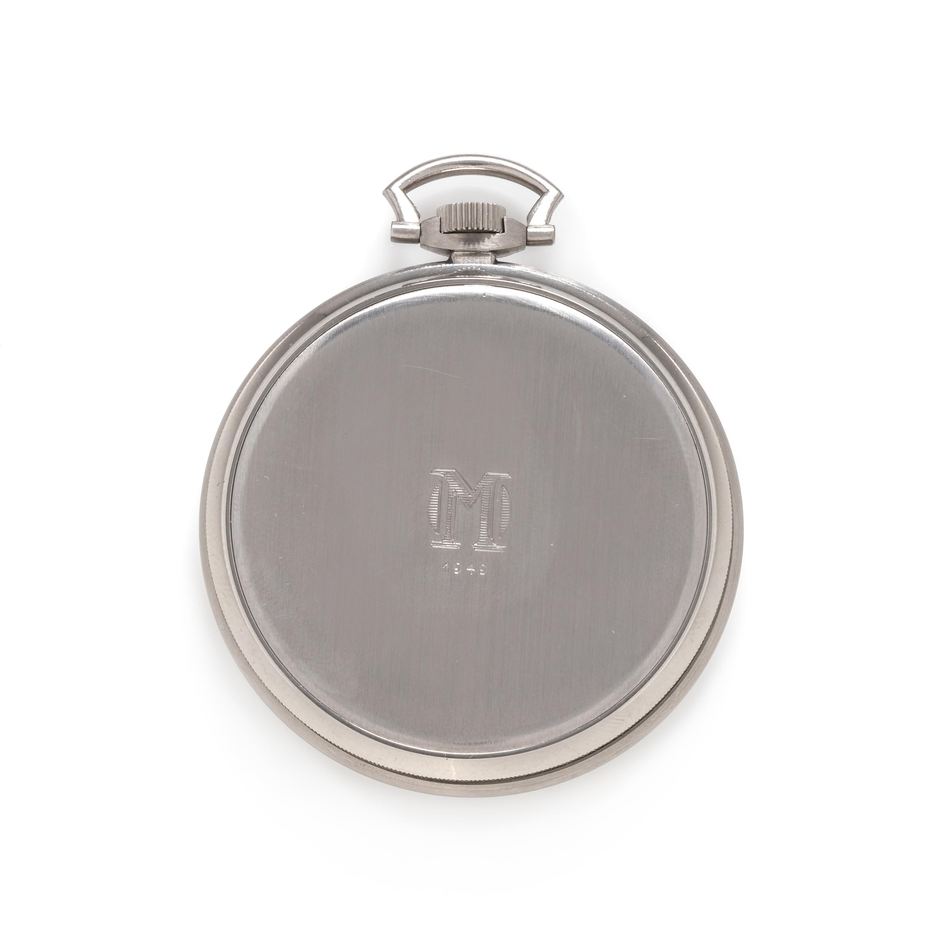 Gubelin, Stainless Steel Open Face Pocket Watch, Circa 1940's