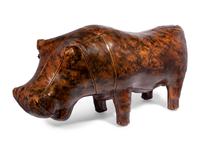 An Omersa Leather Hippopotamus Footstool