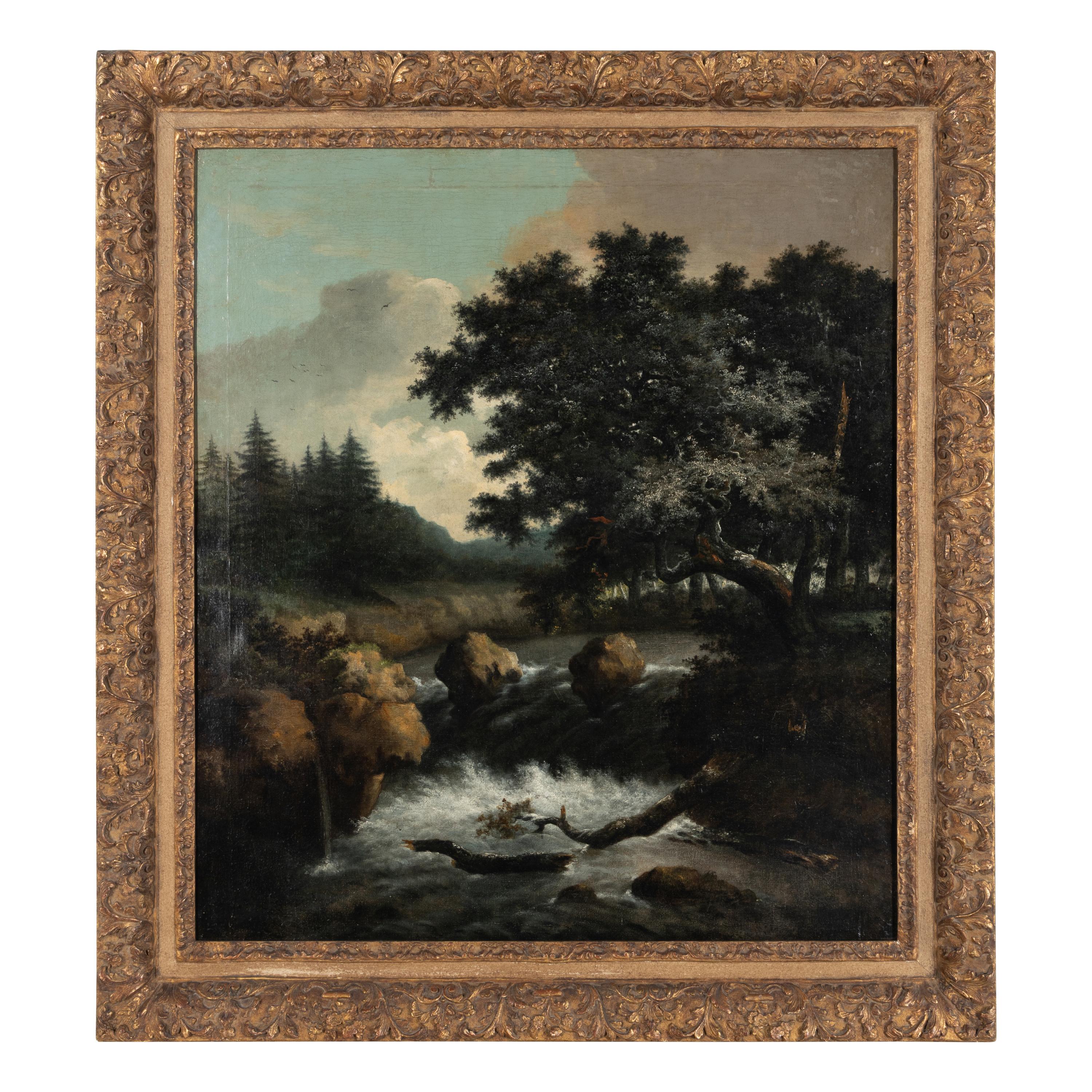 Follower of Jacob Salomonsz van Ruysdael (Dutch, 1630-1681) — Pastoral Landscape with Waterfall