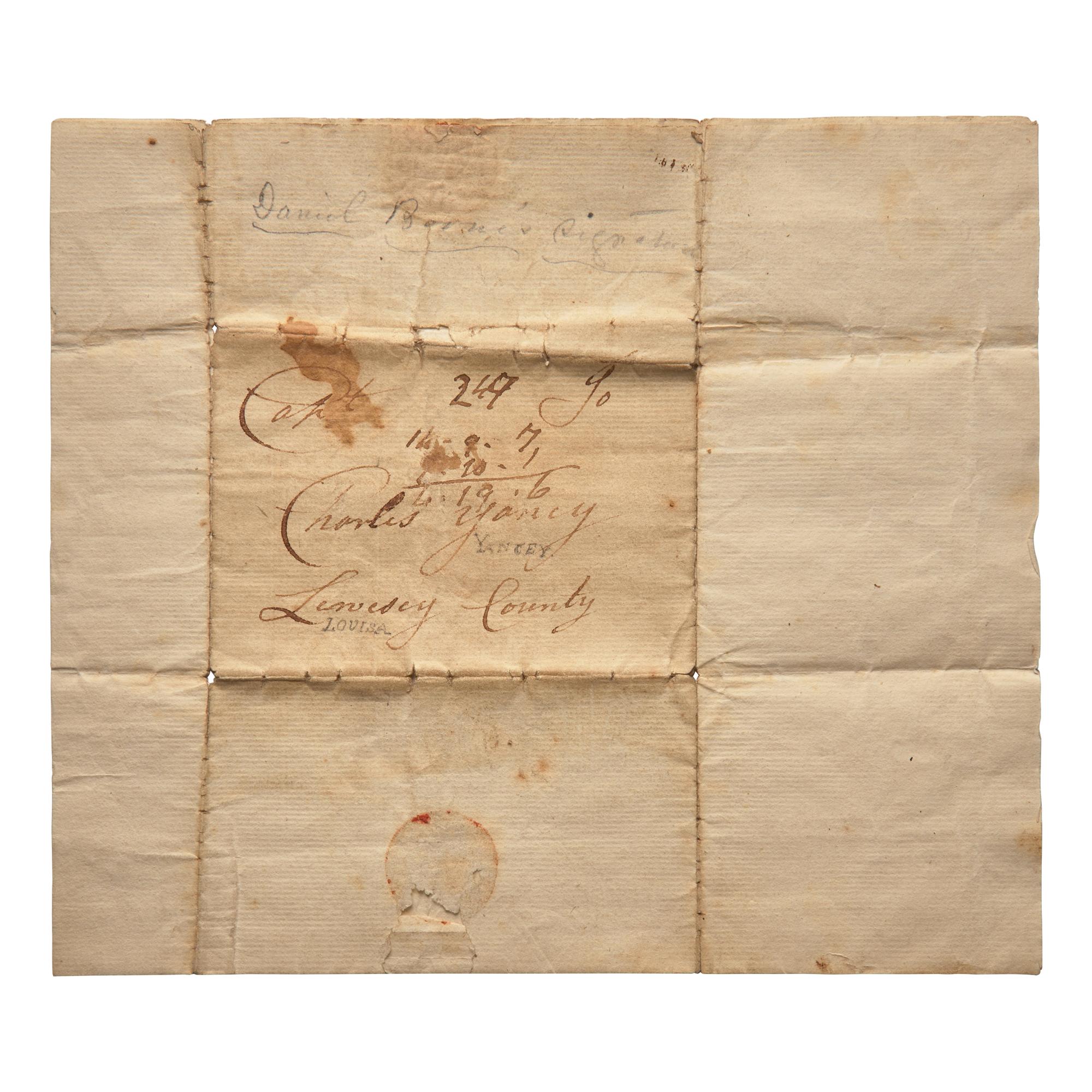 [Americana] Boone, Daniel. Autograph Letter, signed
