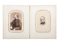 [CIVIL WAR]. CDV album containing 3 portraits of soldiers, highlighted by studio portrait of Brevet Brigadier General and Congressman Aaron Fletcher Stevens, including: