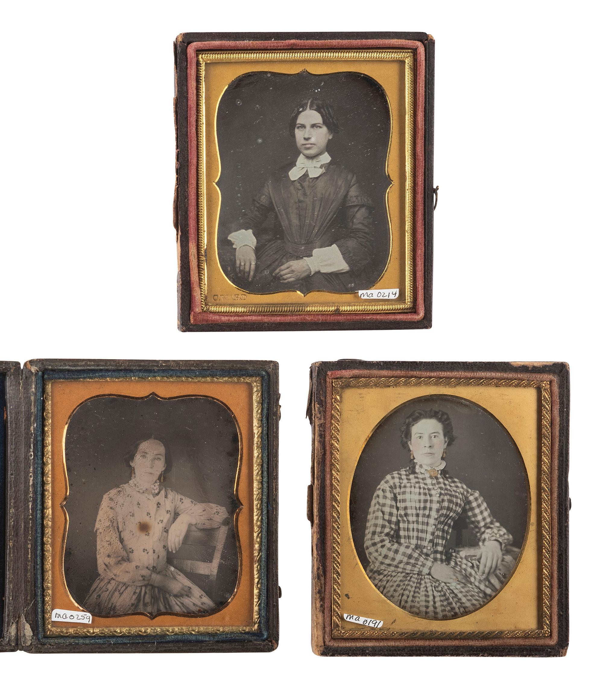 [EARLY PHOTOGRAPHY]. 19 sixth plate daguerreotypes of women incl. COLLINS example