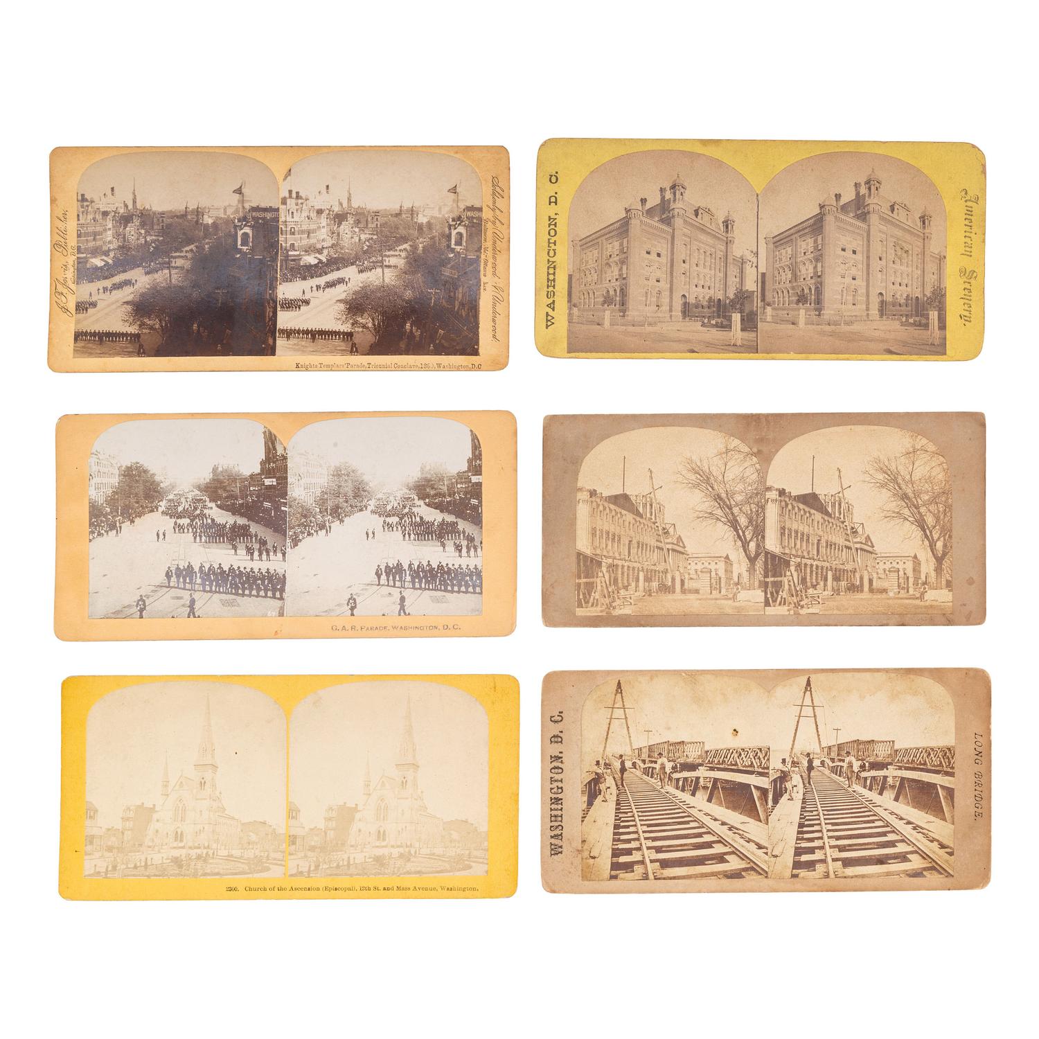 [EARLY PHOTOGRAPHY]. A group of 26 stereoviews incl. views of Washington, DC, and the Grand Review.