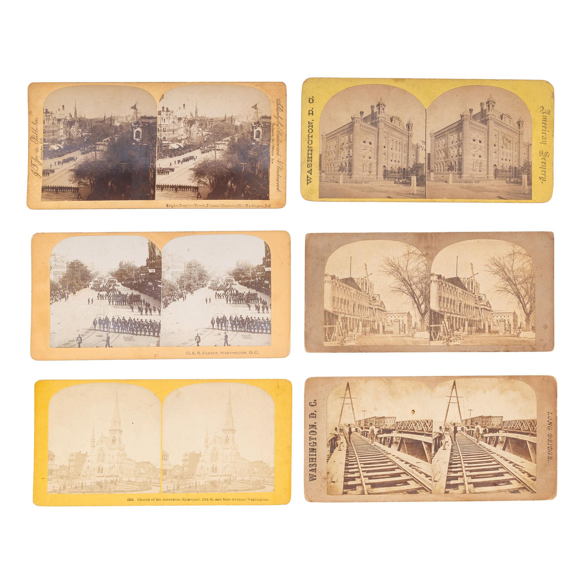 [EARLY PHOTOGRAPHY]. A group of 26 stereoviews incl. views of Washington, DC, and the Grand Review.