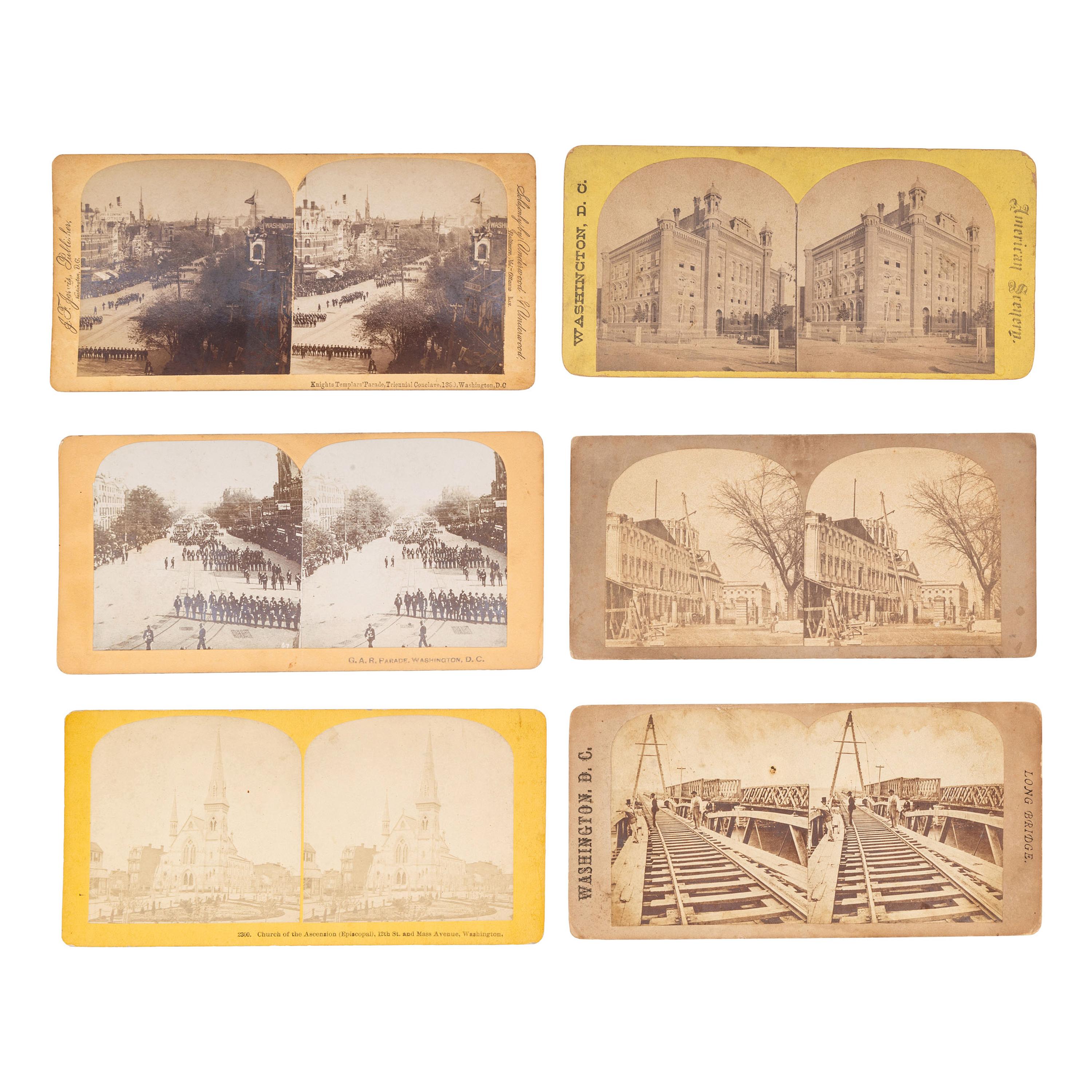 [EARLY PHOTOGRAPHY]. A group of 26 stereoviews incl. views of Washington, DC, and the Grand Review.