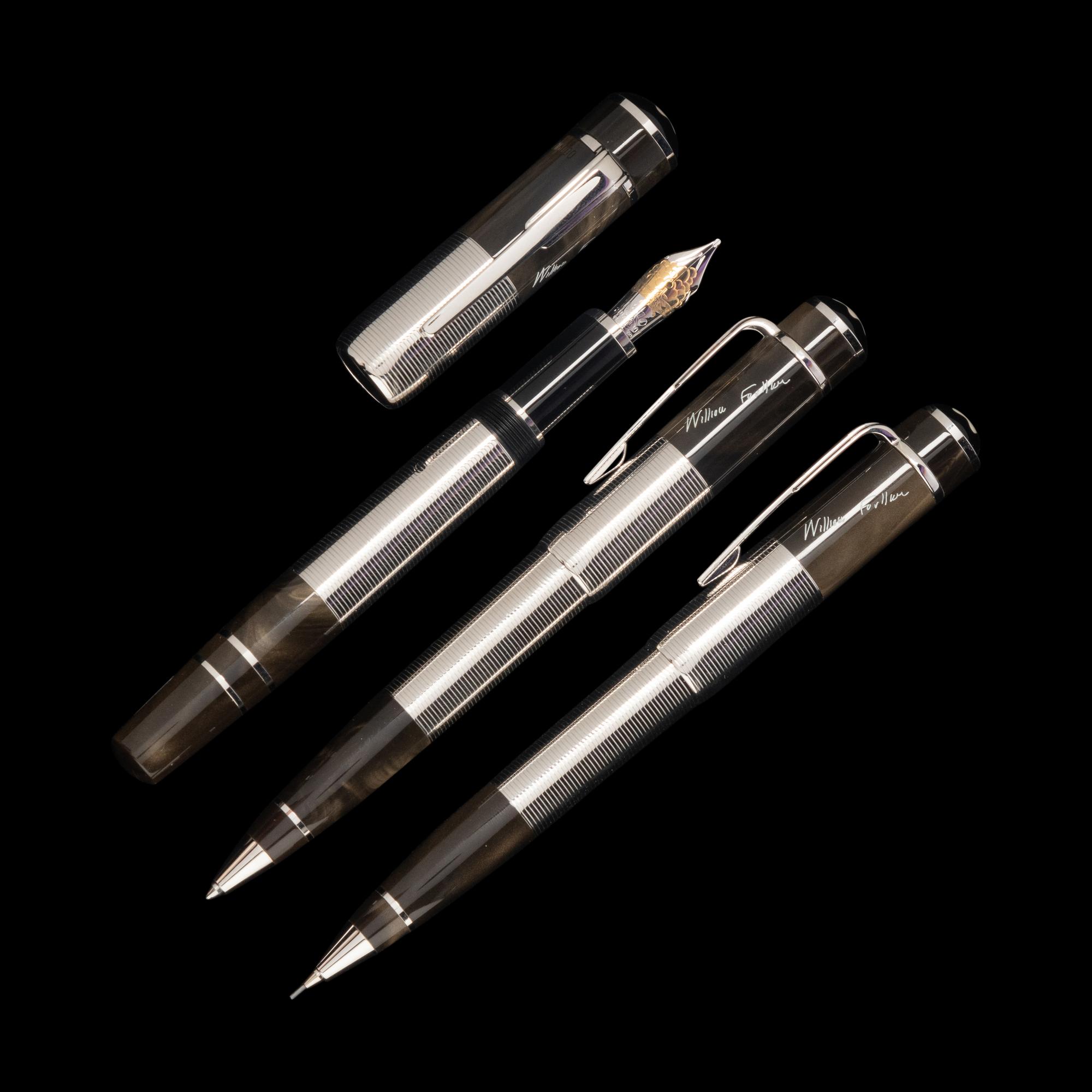 A Montblanc Limited Edition William Faulkner Fountain Pen, Rollerball Pen and Mechanical Pencil Set