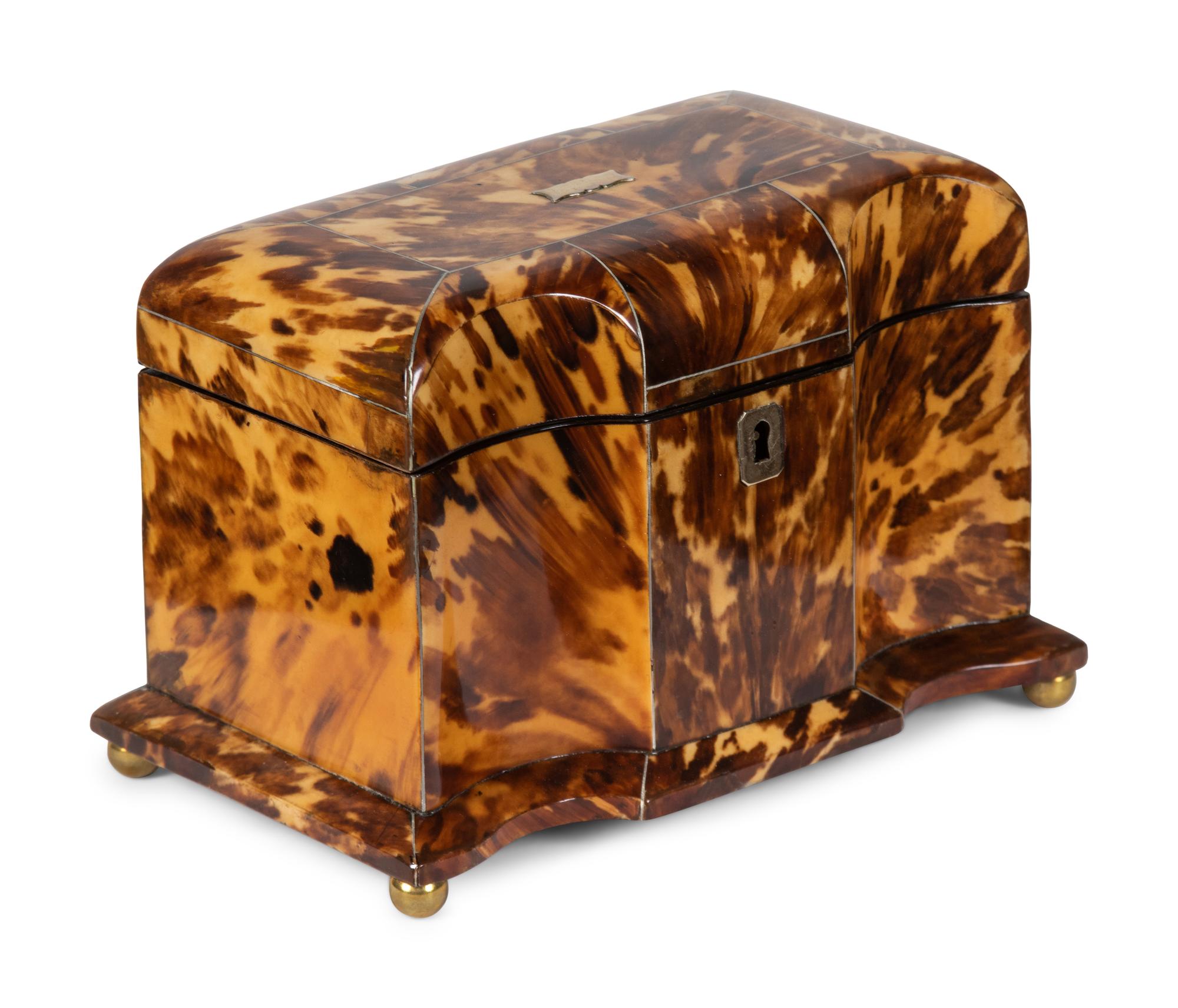 A George III Tortoise Shell Tea Caddy