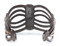 Navajo Sandcast Silver and Turquoise Cuff Bracelet