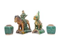 A Group of Four Chinese Sancai Glazed Articles