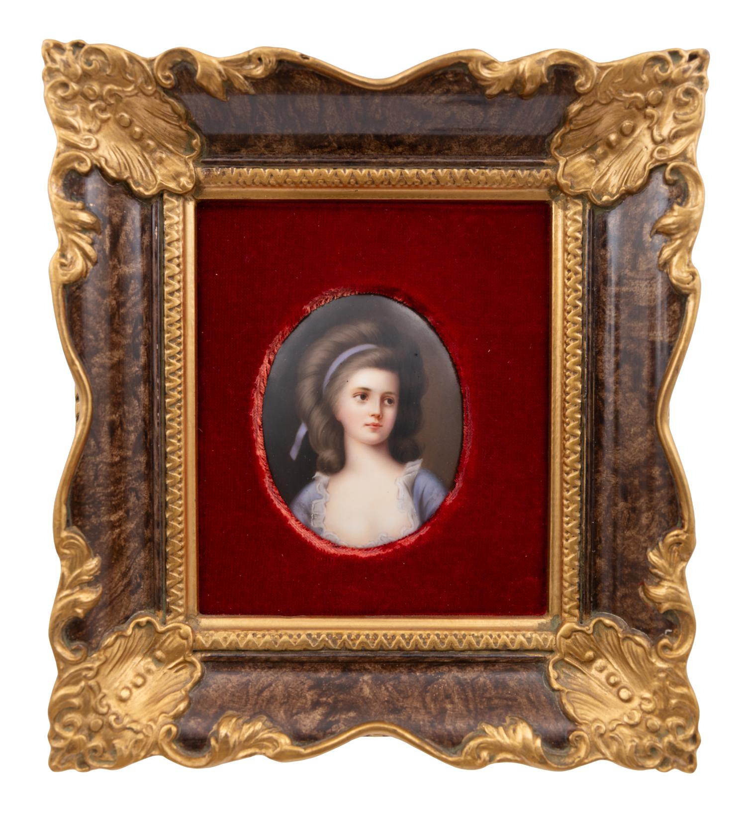 A Collection of Nine Framed Italian Miniature Portraits
