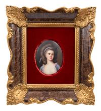 A Collection of Nine Framed Italian Miniature Portraits