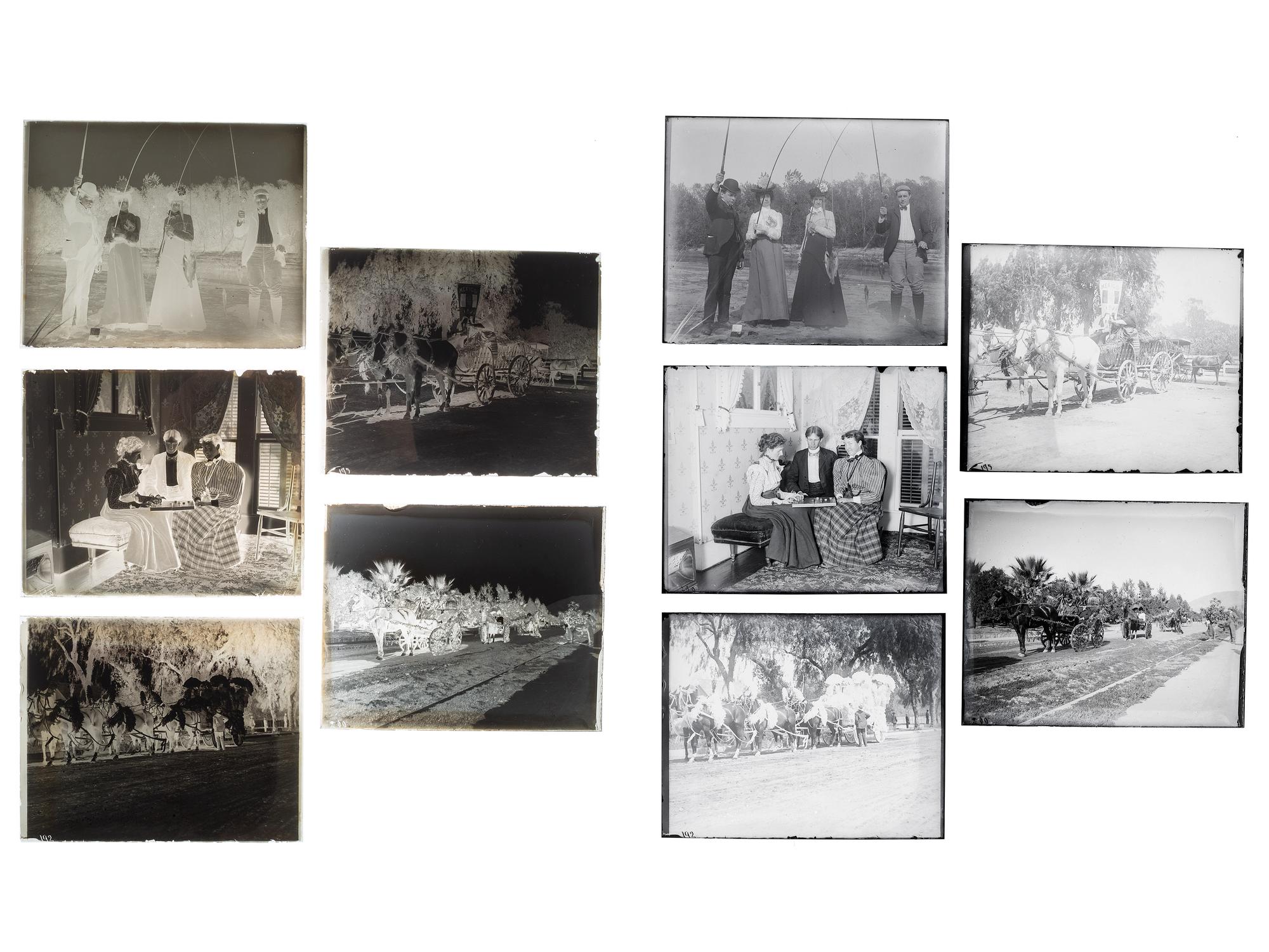 [EARLY PHOTOGRAPHY]. A large group of glass plate negatives and glass slides with Western themes.