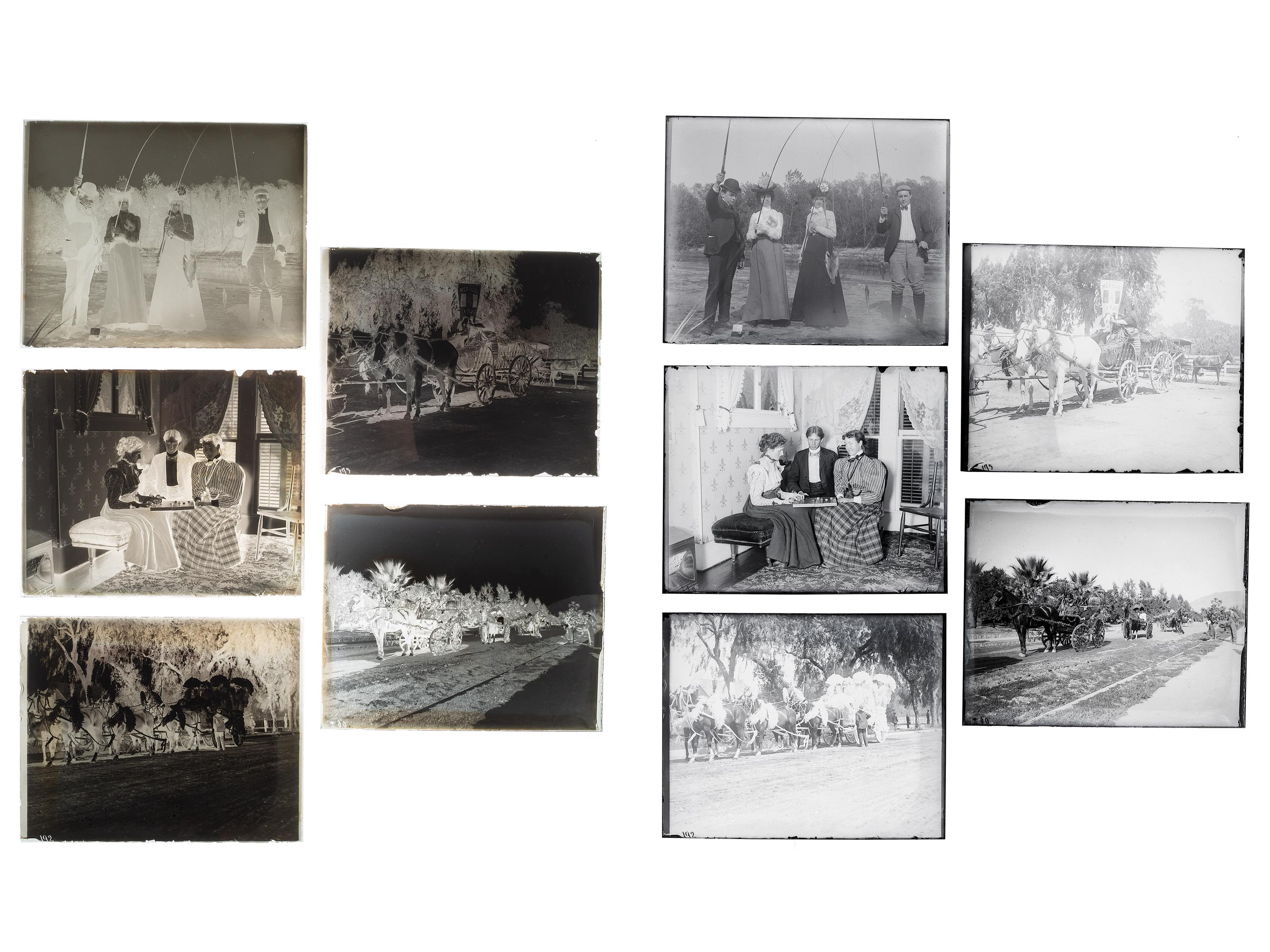 [EARLY PHOTOGRAPHY]. A large group of glass plate negatives and glass slides with Western themes.