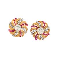DIAMOND AND RUBY CLIP EARRINGS