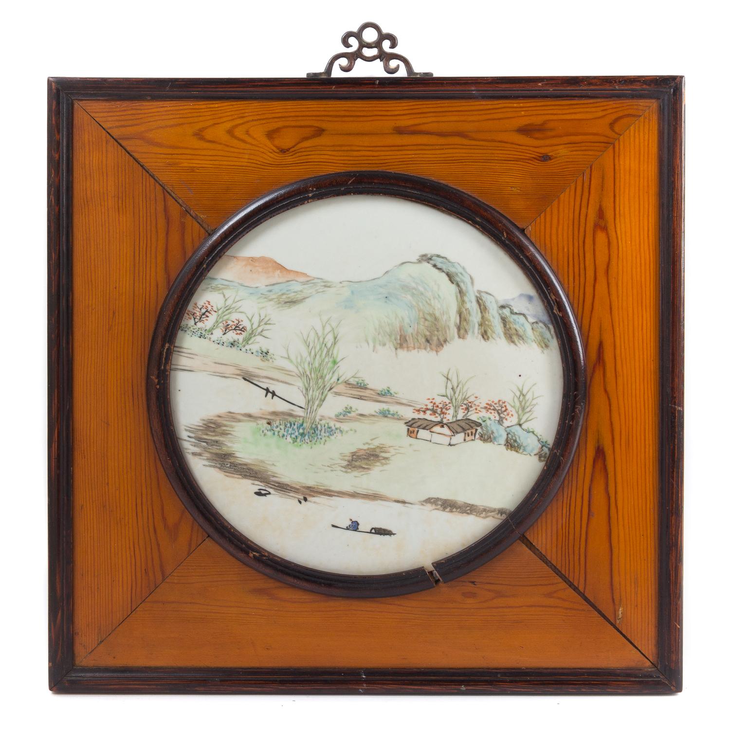 Four Qianjiang Enameled Porcelain Plaques Diameter 11 inches. — LATE QING DYNASTY