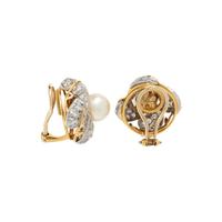 TIFFANY & CO., SCHLUMBERGER, CULTURED PEARL AND DIAMOND EARRINGS