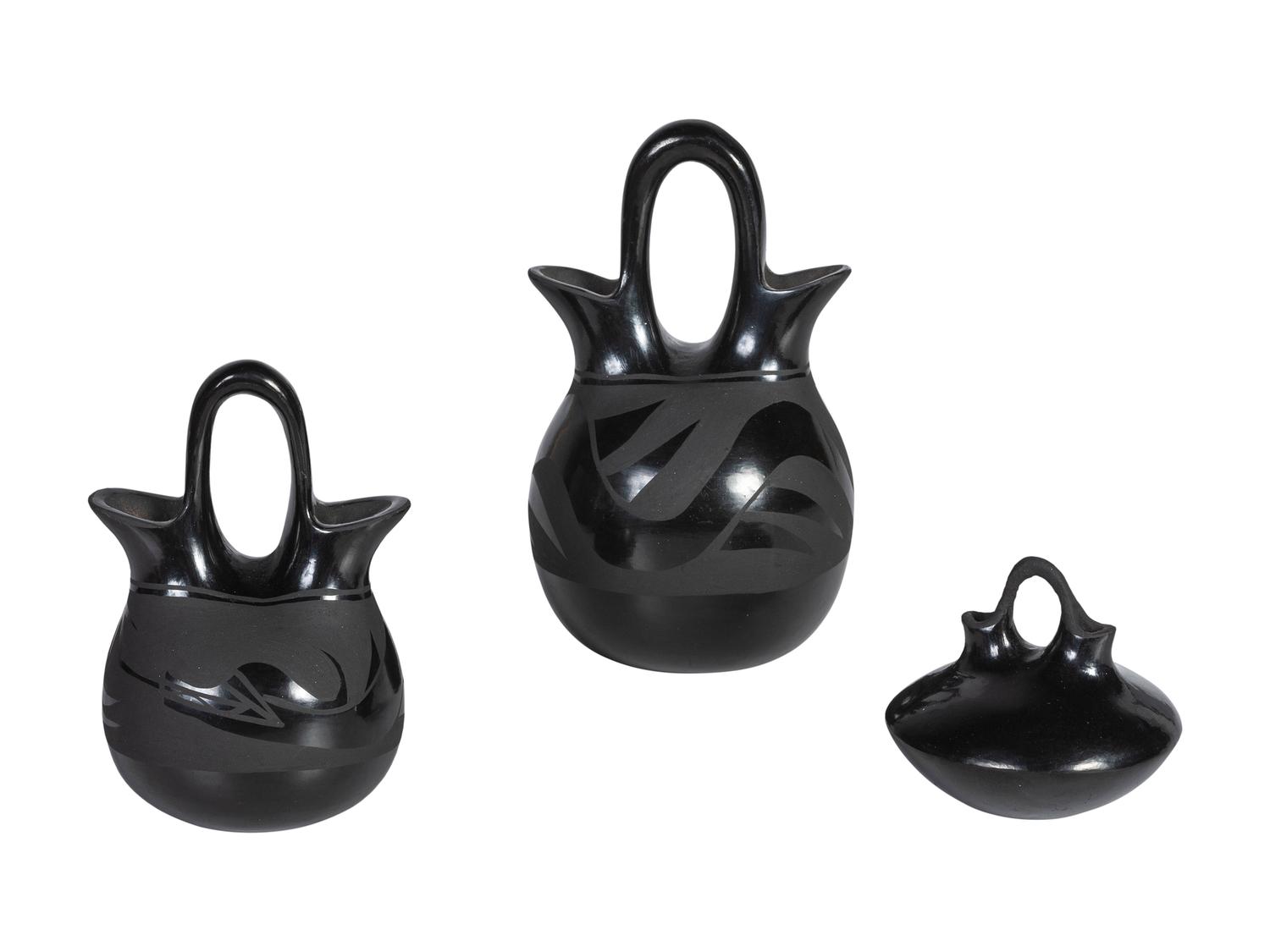 Miniature Blackware Wedding Vases