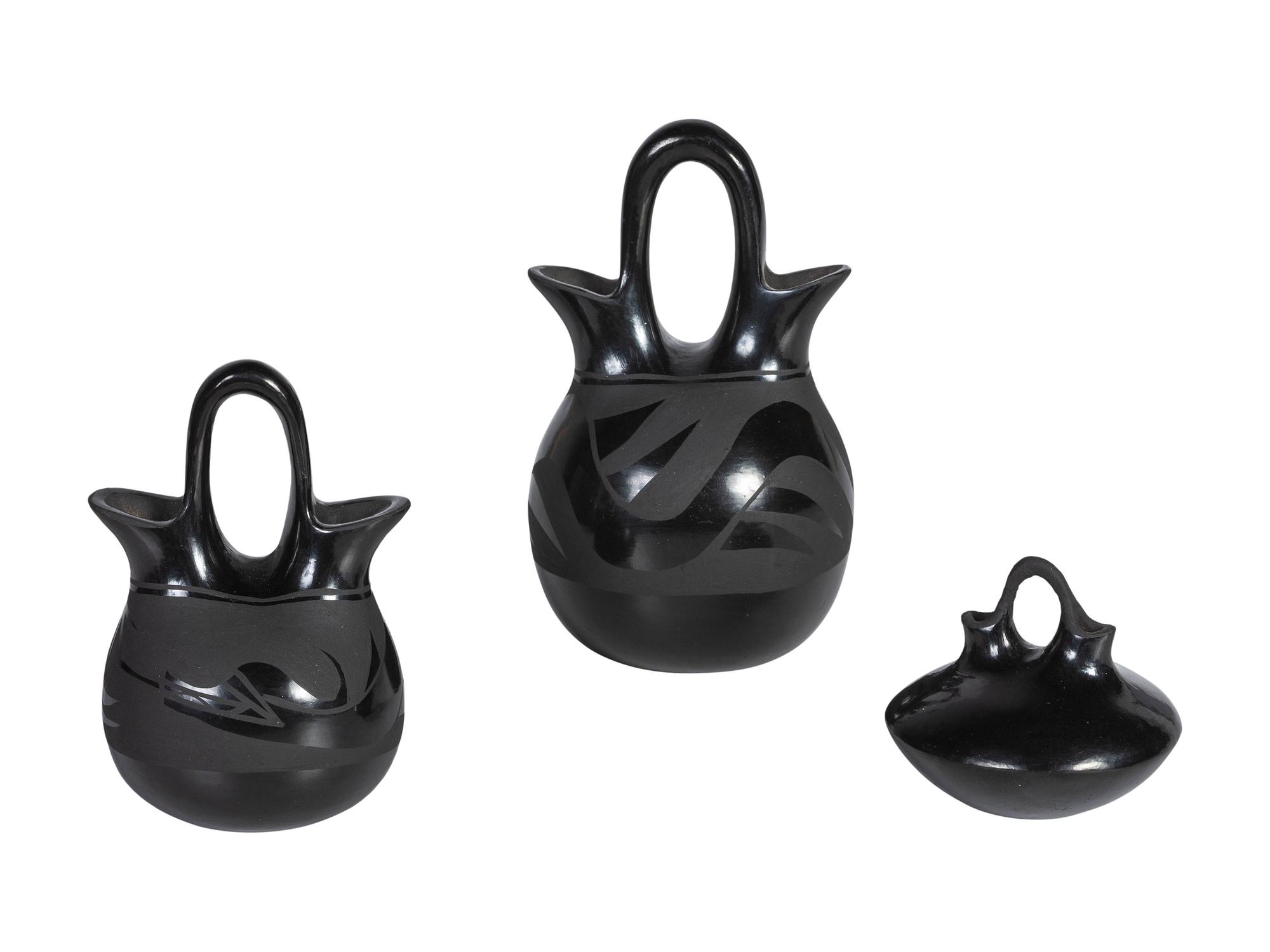 Miniature Blackware Wedding Vases