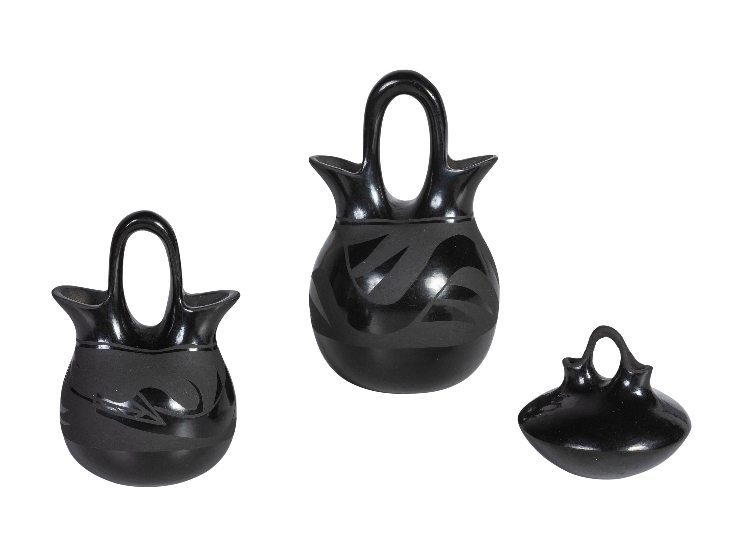 Miniature Blackware Wedding Vases
