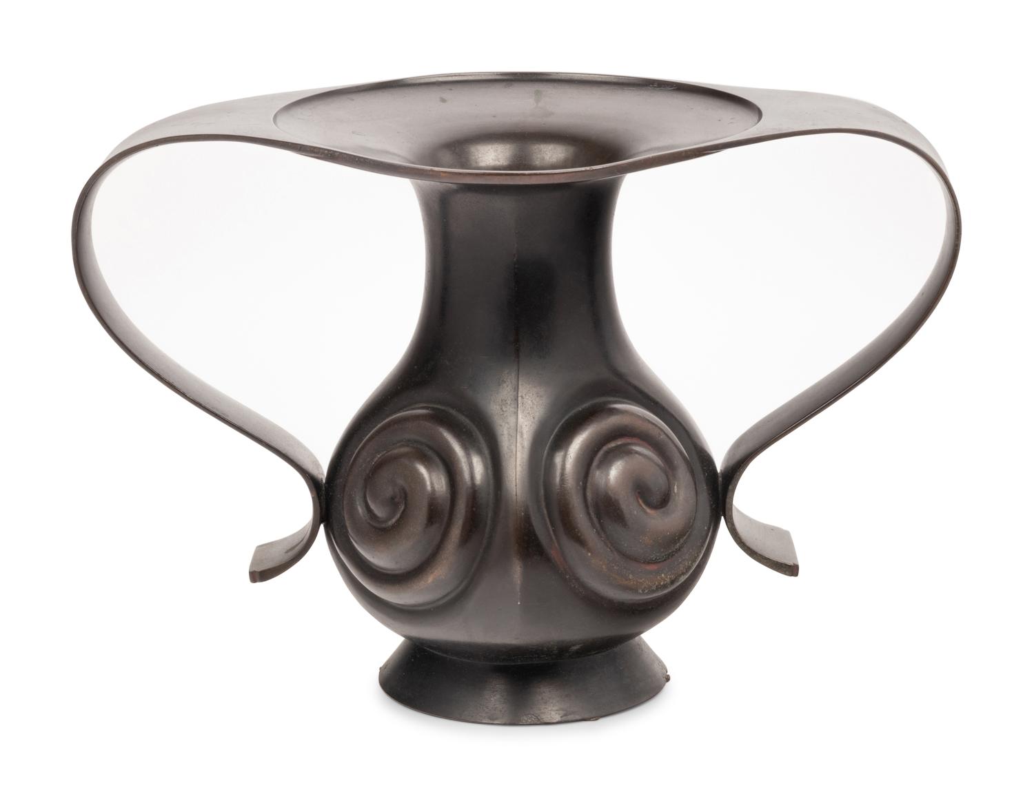 A Mimikuchi 'Flying Handle' Bronze Vase