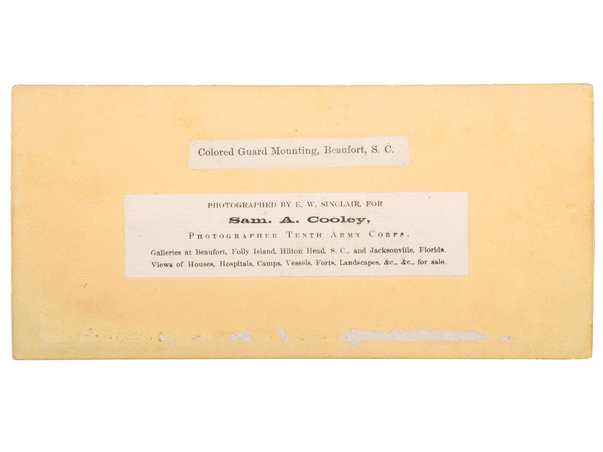 [CIVIL WAR]. SINCLAIR, E.W., photographer for Sam A. Cooley. Colored Guard Mounting, Beaufort, SC .