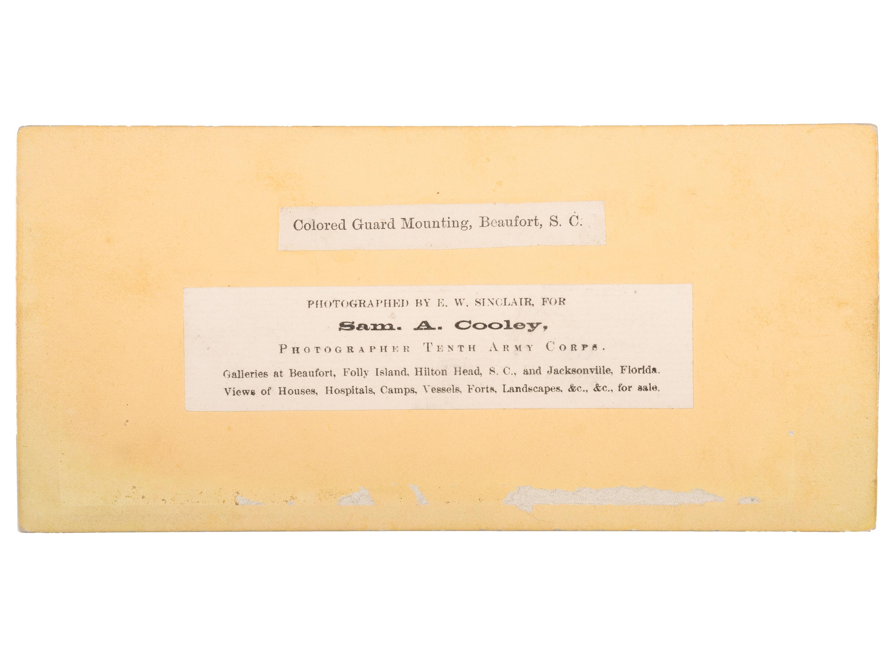 [CIVIL WAR]. SINCLAIR, E.W., photographer for Sam A. Cooley. Colored Guard Mounting, Beaufort, SC .