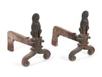 A Pair of Cast-Iron Dog Form Andirons