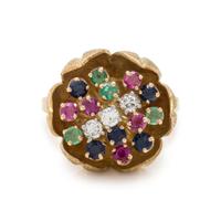 DIAMOND AND MULTIGEM FLOWER RING