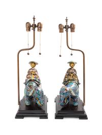 A Pair of Chinese Export Cloisonné Table Lamps