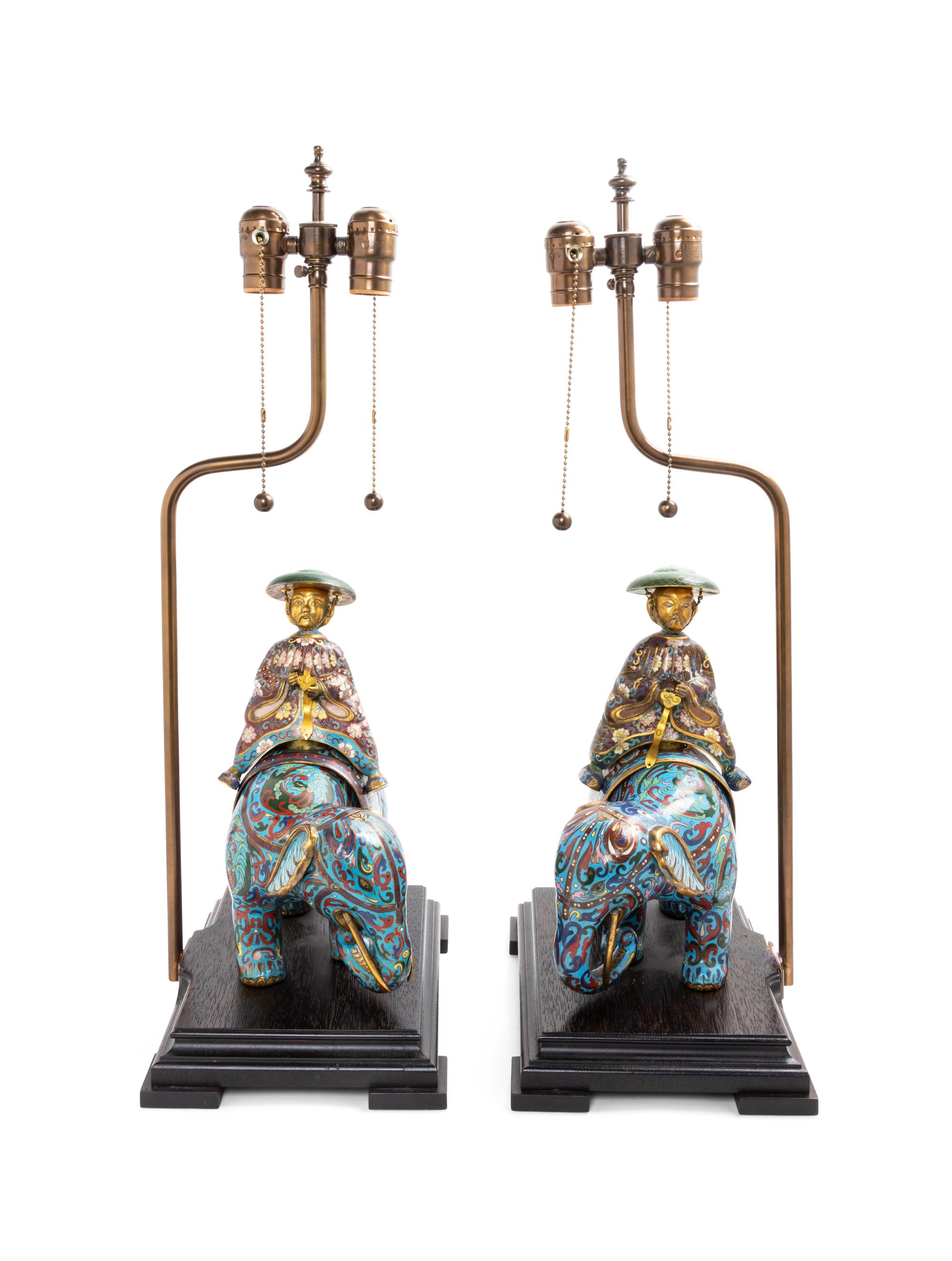 A Pair of Chinese Export Cloisonné Table Lamps