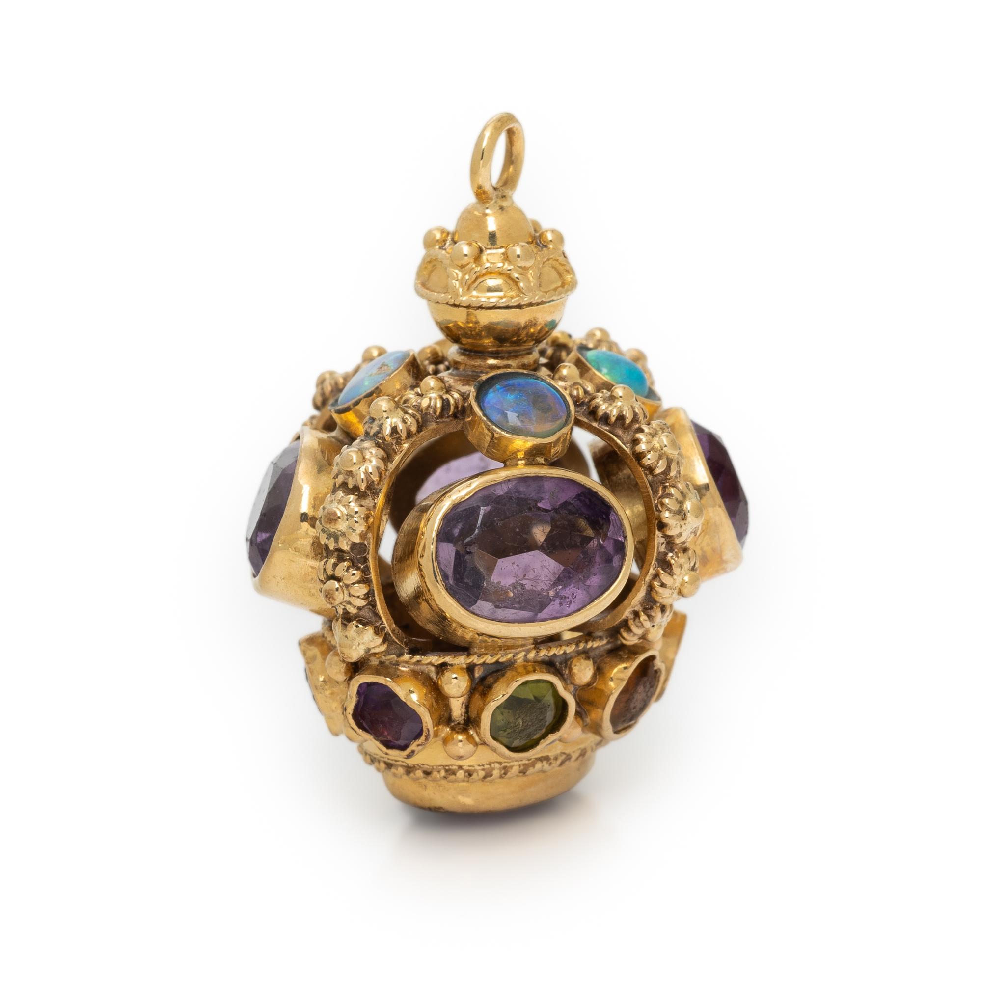MULTIGEM AND YELLOW GOLD CROWN PENDANT