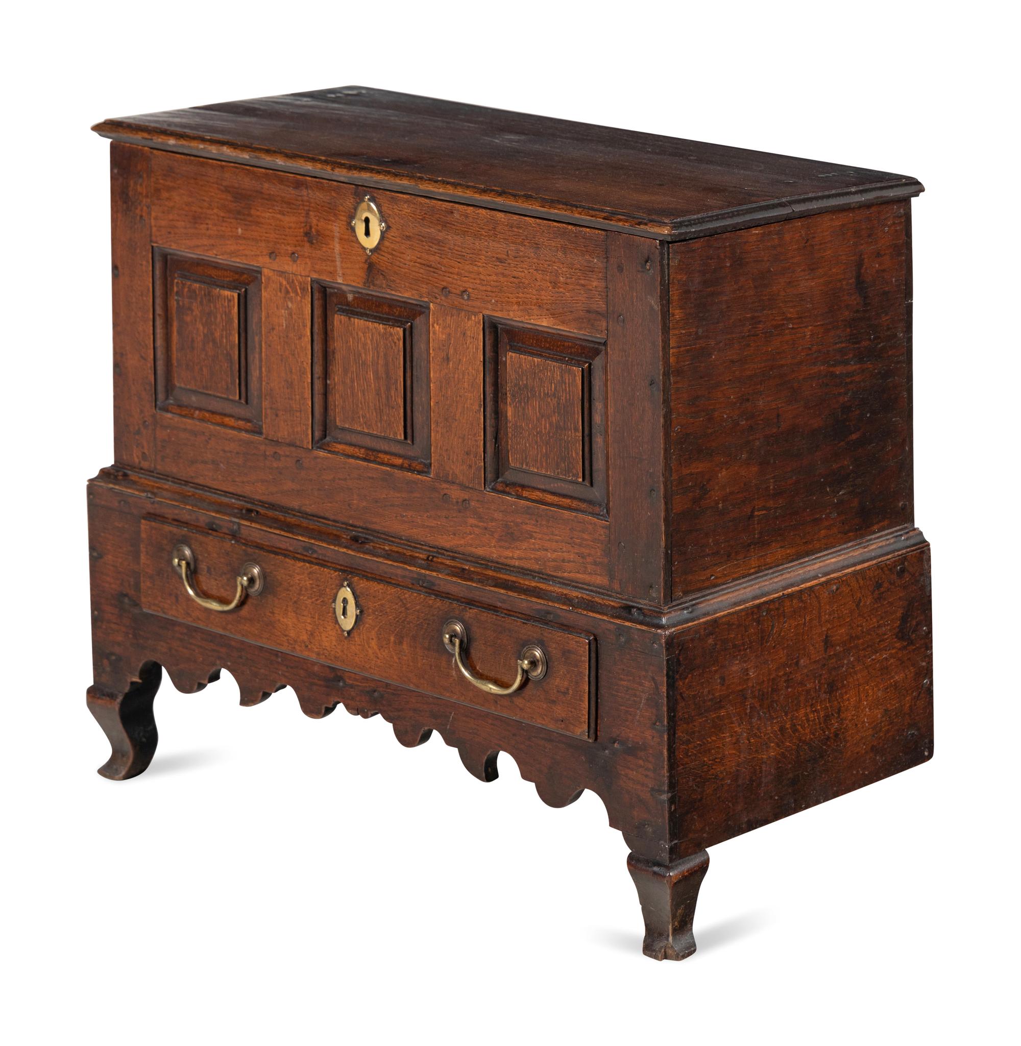 A Queen Anne Carved Oak Mule Chest