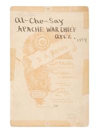 [NATIVE AMERICANS]. MARKEY, D.A., photographer. Cabinet card of Alchesay, Apache War Chief and MOH recipient. Fort Grant, AZ, ca 1890s.